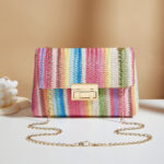 Women's Cross Body Bag Straw Lock Simple Small Square Bag